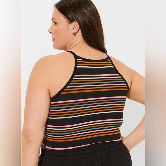 Torrid Foxy High Neck Crop Top Striped 0 - Picture 3 of 7